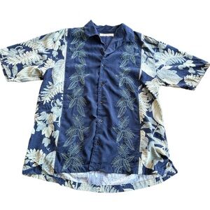 Tommy Bahama Men’s 100% Silk Hawaiian Island Button Down Short Sleeve Shirt, XL